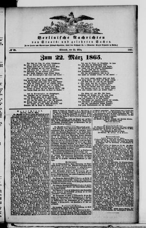 Berlinische Nachrichten von Staats- und gelehrten Sachen vom 22.03.1865