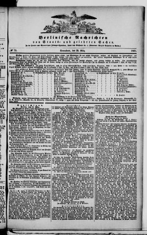 Berlinische Nachrichten von Staats- und gelehrten Sachen vom 25.03.1865