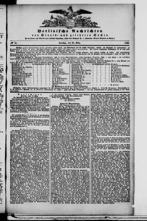Berlinische Nachrichten von Staats- und gelehrten Sachen vom 28.03.1865