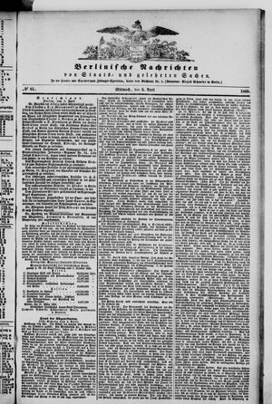 Berlinische Nachrichten von Staats- und gelehrten Sachen vom 05.04.1865