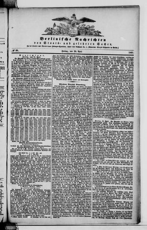 Berlinische Nachrichten von Staats- und gelehrten Sachen vom 28.04.1865