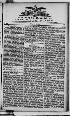 Berlinische Nachrichten von Staats- und gelehrten Sachen vom 12.05.1865