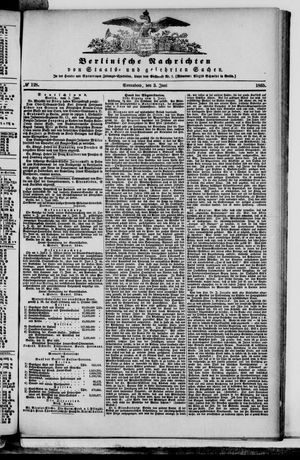 Berlinische Nachrichten von Staats- und gelehrten Sachen vom 03.06.1865