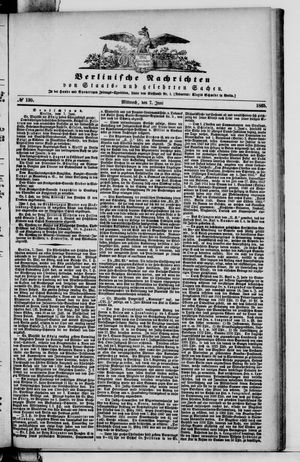 Berlinische Nachrichten von Staats- und gelehrten Sachen vom 07.06.1865