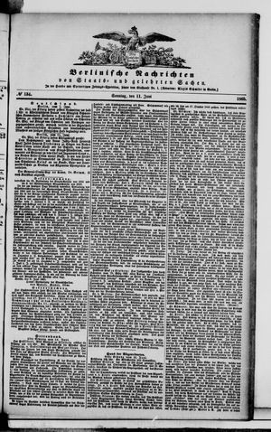 Berlinische Nachrichten von Staats- und gelehrten Sachen vom 11.06.1865