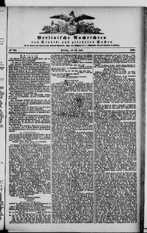 Berlinische Nachrichten von Staats- und gelehrten Sachen vom 13.06.1865