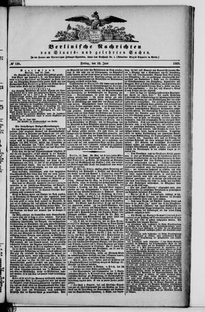 Berlinische Nachrichten von Staats- und gelehrten Sachen vom 16.06.1865