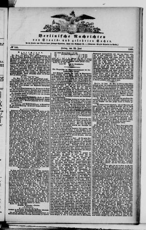 Berlinische Nachrichten von Staats- und gelehrten Sachen vom 23.06.1865