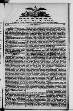 Berlinische Nachrichten von Staats- und gelehrten Sachen vom 25.06.1865