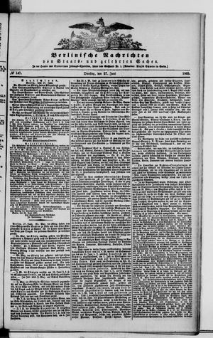 Berlinische Nachrichten von Staats- und gelehrten Sachen vom 27.06.1865