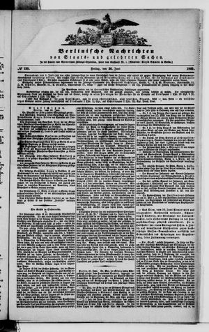 Berlinische Nachrichten von Staats- und gelehrten Sachen vom 30.06.1865