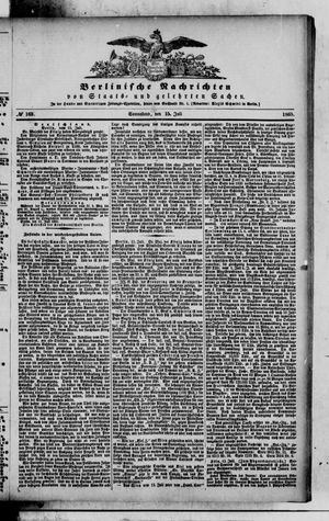 Berlinische Nachrichten von Staats- und gelehrten Sachen vom 15.07.1865