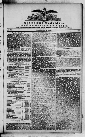 Berlinische Nachrichten von Staats- und gelehrten Sachen vom 03.08.1865