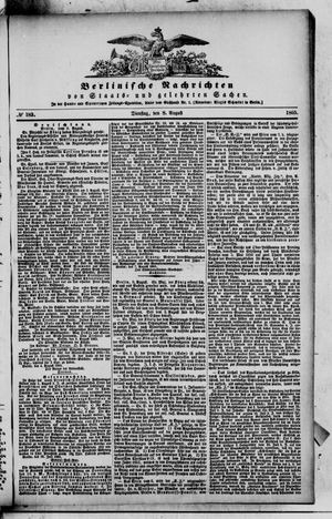 Berlinische Nachrichten von Staats- und gelehrten Sachen vom 08.08.1865