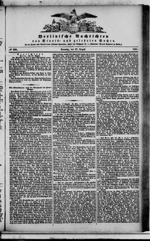 Berlinische Nachrichten von Staats- und gelehrten Sachen vom 27.08.1865