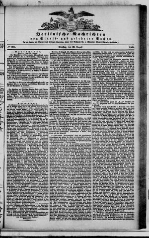 Berlinische Nachrichten von Staats- und gelehrten Sachen vom 29.08.1865