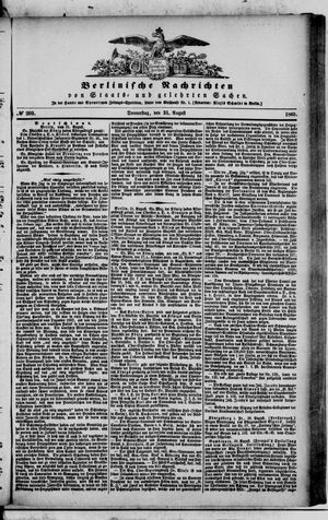 Berlinische Nachrichten von Staats- und gelehrten Sachen vom 31.08.1865