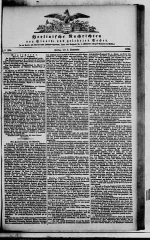 Berlinische Nachrichten von Staats- und gelehrten Sachen on Sep 1, 1865