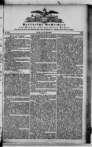 Berlinische Nachrichten von Staats- und gelehrten Sachen vom 08.09.1865
