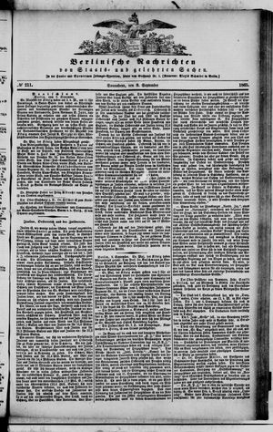 Berlinische Nachrichten von Staats- und gelehrten Sachen vom 09.09.1865