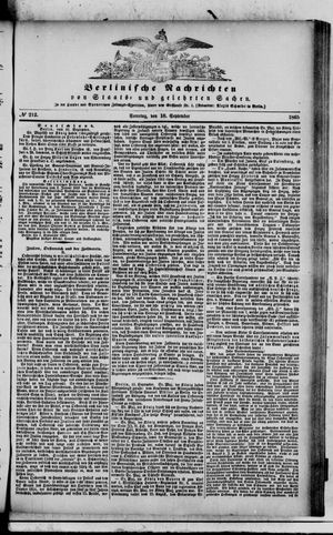 Berlinische Nachrichten von Staats- und gelehrten Sachen vom 10.09.1865