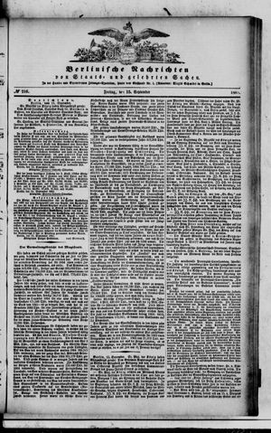Berlinische Nachrichten von Staats- und gelehrten Sachen vom 15.09.1865