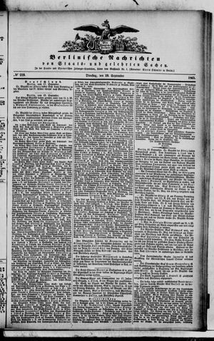 Berlinische Nachrichten von Staats- und gelehrten Sachen vom 19.09.1865