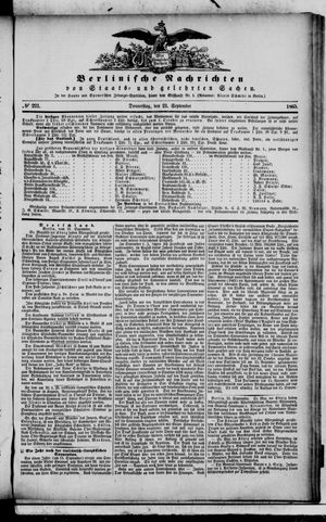 Berlinische Nachrichten von Staats- und gelehrten Sachen vom 21.09.1865
