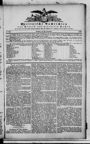 Berlinische Nachrichten von Staats- und gelehrten Sachen vom 24.09.1865