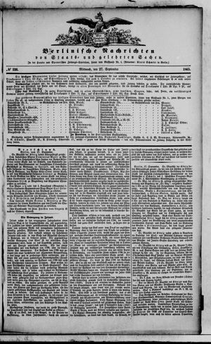 Berlinische Nachrichten von Staats- und gelehrten Sachen vom 27.09.1865