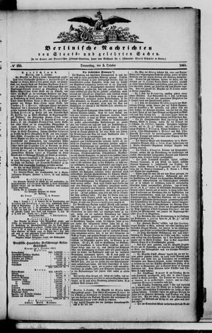 Berlinische Nachrichten von Staats- und gelehrten Sachen vom 05.10.1865