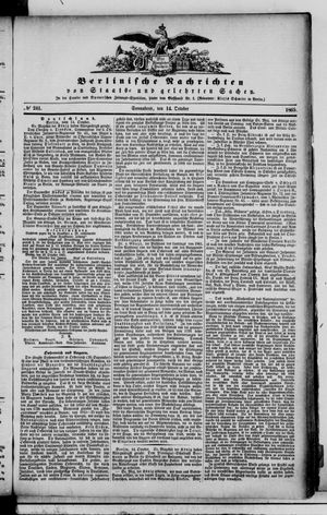 Berlinische Nachrichten von Staats- und gelehrten Sachen vom 14.10.1865