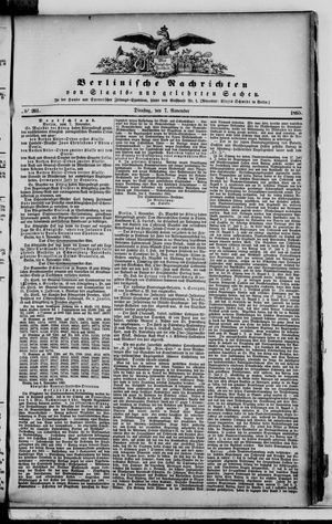 Berlinische Nachrichten von Staats- und gelehrten Sachen vom 07.11.1865