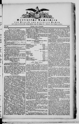 Berlinische Nachrichten von Staats- und gelehrten Sachen vom 05.12.1865