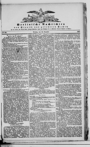 Berlinische Nachrichten von Staats- und gelehrten Sachen on Dec 12, 1865