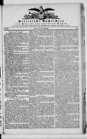 Berlinische Nachrichten von Staats- und gelehrten Sachen vom 15.12.1865