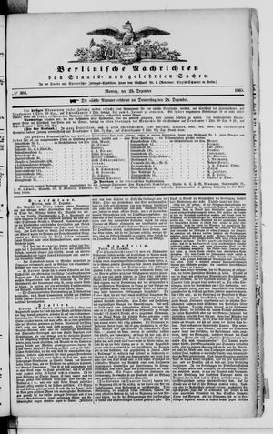Berlinische Nachrichten von Staats- und gelehrten Sachen vom 25.12.1865