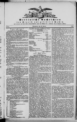Berlinische Nachrichten von Staats- und gelehrten Sachen vom 06.01.1866