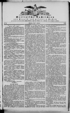 Berlinische Nachrichten von Staats- und gelehrten Sachen vom 07.01.1866