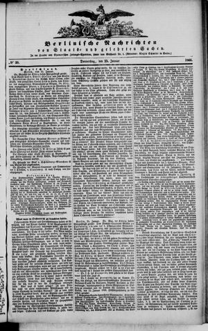 Berlinische Nachrichten von Staats- und gelehrten Sachen vom 25.01.1866
