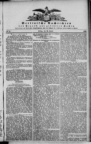 Berlinische Nachrichten von Staats- und gelehrten Sachen vom 26.01.1866