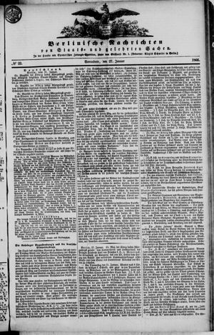 Berlinische Nachrichten von Staats- und gelehrten Sachen vom 27.01.1866