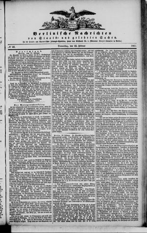 Berlinische Nachrichten von Staats- und gelehrten Sachen vom 22.02.1866
