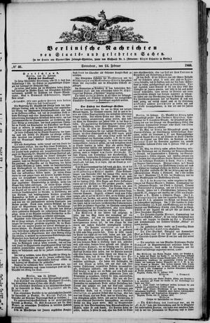 Berlinische Nachrichten von Staats- und gelehrten Sachen on Feb 24, 1866