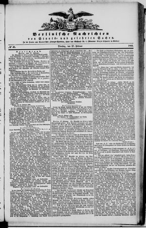 Berlinische Nachrichten von Staats- und gelehrten Sachen vom 27.02.1866