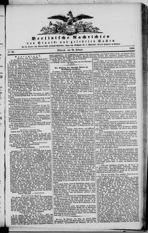 Berlinische Nachrichten von Staats- und gelehrten Sachen vom 28.02.1866