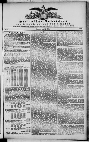 Berlinische Nachrichten von Staats- und gelehrten Sachen vom 14.03.1866