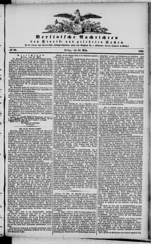 Berlinische Nachrichten von Staats- und gelehrten Sachen vom 23.03.1866
