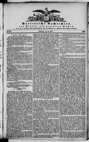 Berlinische Nachrichten von Staats- und gelehrten Sachen vom 11.04.1866