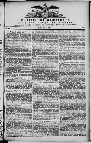 Berlinische Nachrichten von Staats- und gelehrten Sachen vom 13.04.1866